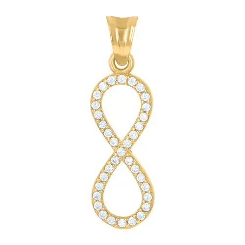 14K Yellow Gold Round CZ Women‘s 1″ Love Charm Vertical Infinity Symbol Pendant