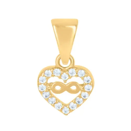 14K Yellow Gold Round CZ Womens 0.55″ Small Love Charm Infinity in Heart Pendant