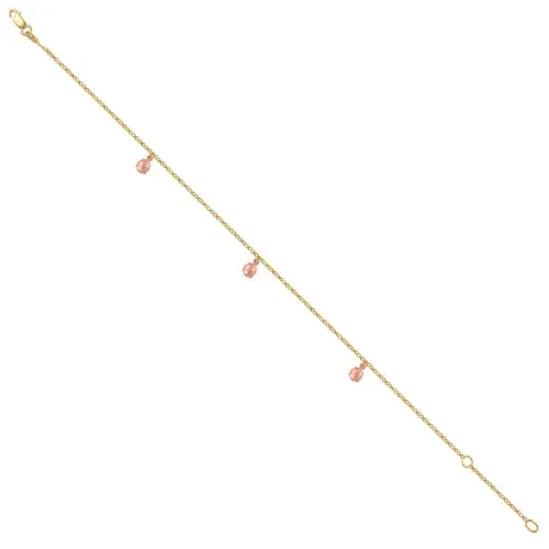 14K Yellow Gold Women‘s Dangler Rose Gold Ladybug Charm Cable Anklet 9″ + 1″ Ext