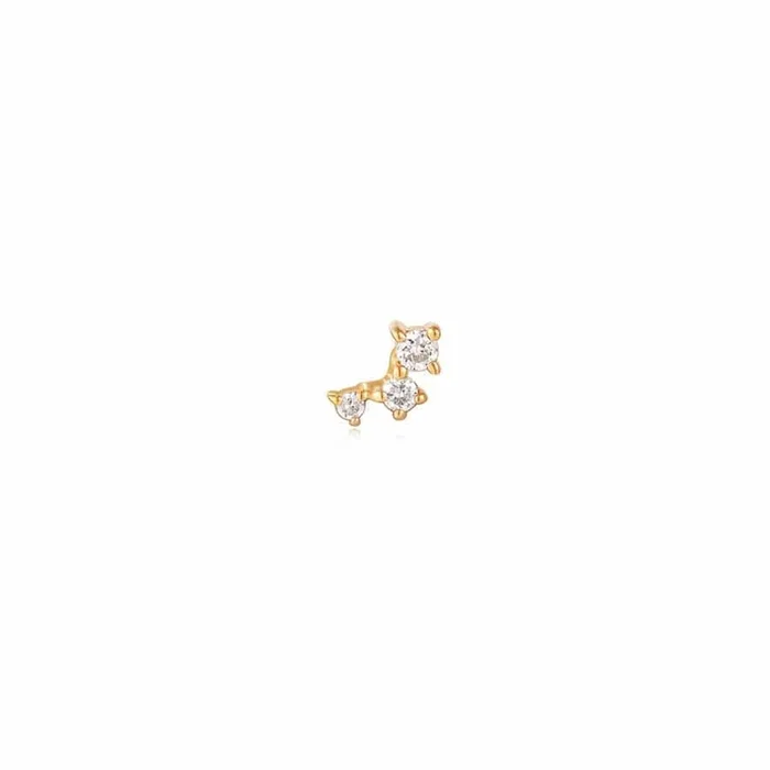 14kt Gold Stargazer Triple Natural Diamond SINGLE EARRING