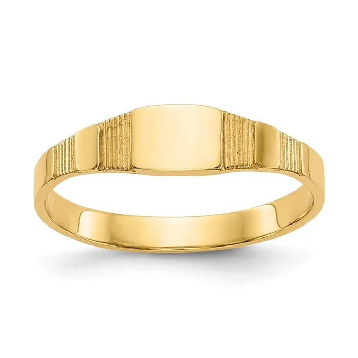 14KT Yellow Gold Signet Baby Ring; Size 1.7