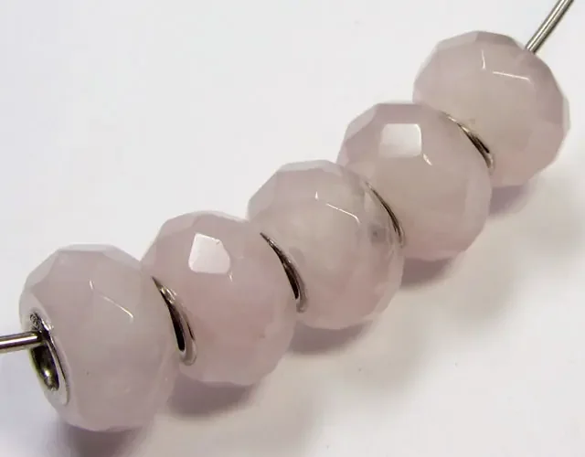 15 MM NEW ROSE QUARTZ BEADS STERLING SILVER AGR 209