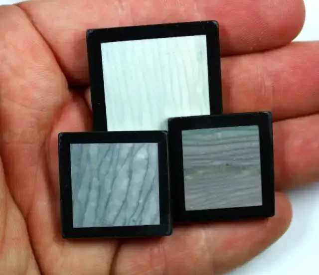 151.4 CTS 3 PCS INTARSIA JASPER WAVE PATTERN BLACK ONYX