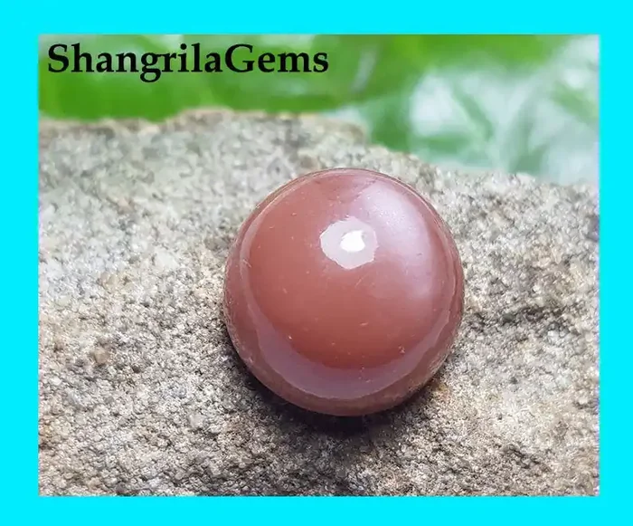 16.2mm 20ct pink Brown moonstone round cabochon 16.2 by 10.2mm