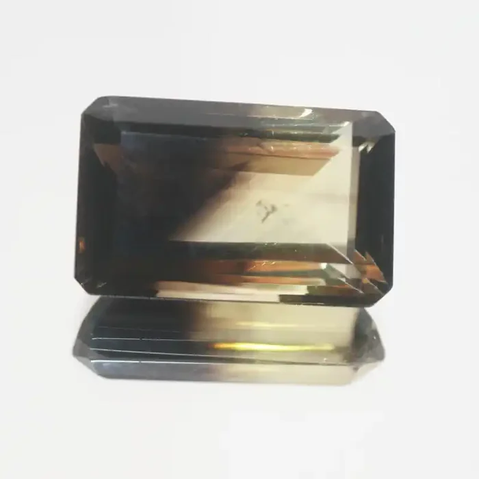 16.8 Ct Bi-Color Quartz Faceted Rectangular 19.7×12.3mm.-(SKU469)