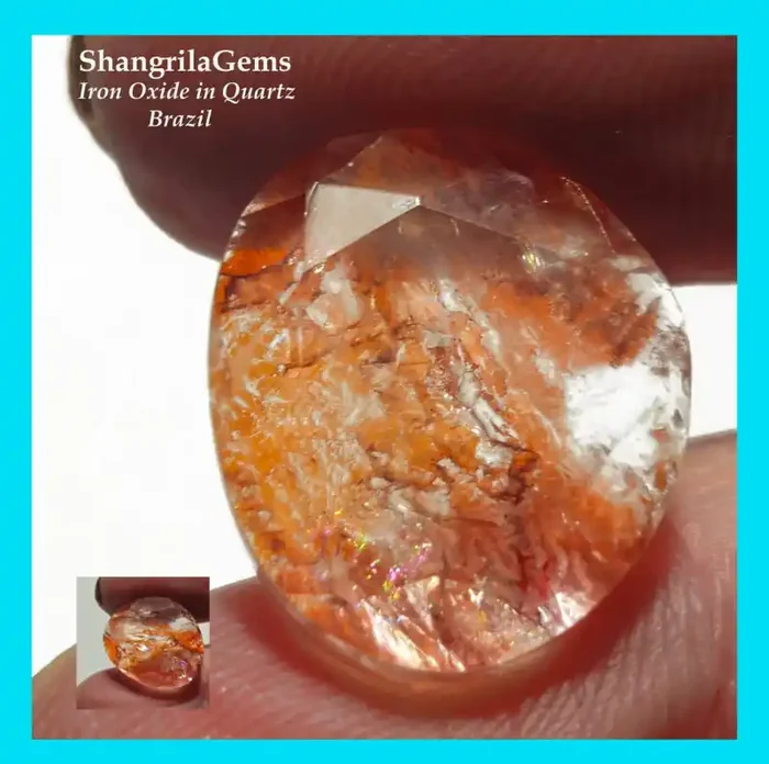 16.9mm oval IRON Oxide Hematite in Quartz Faceted irregular gem 10.1ct