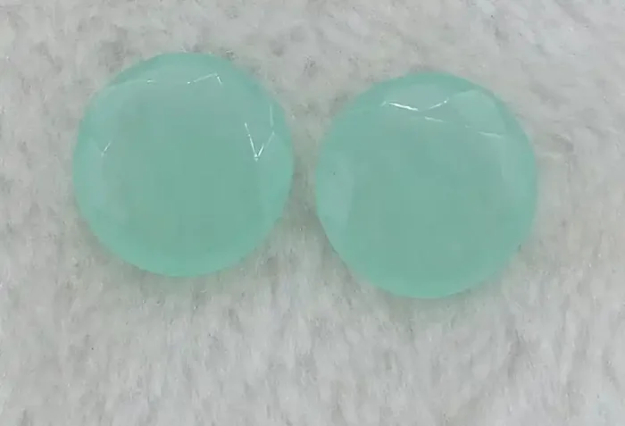 16mm Chalcedony Pair Natural Faceted Rose Cut Gemstone VAF16