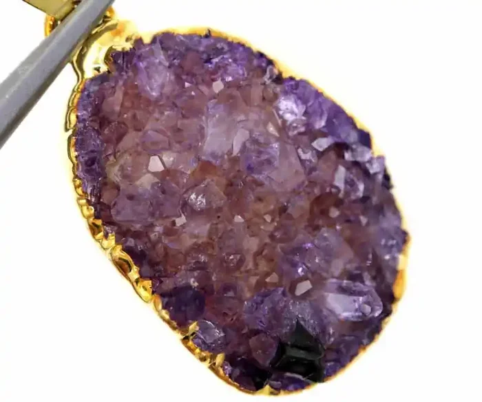 17 CTS AMETHYST CRYSTAL GOLD PLATED PENDANT SG-3103