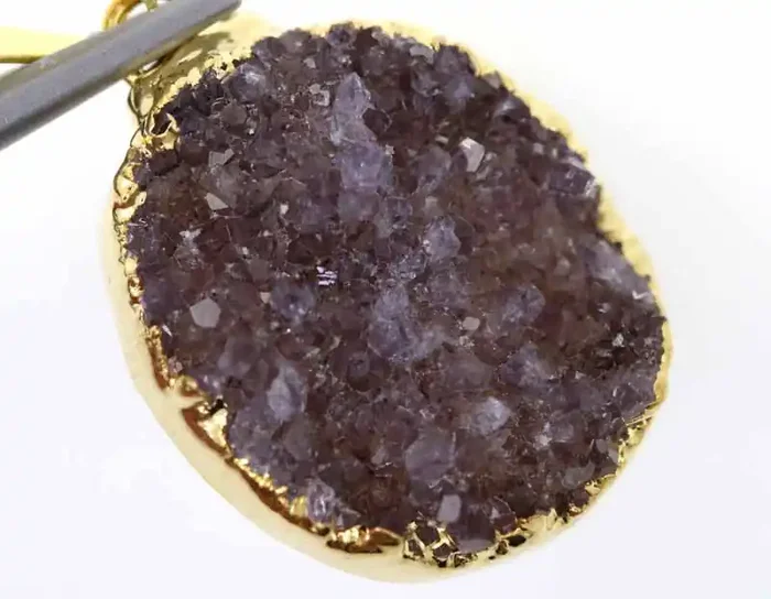 17 CTS AMETHYST CRYSTAL GOLD PLATED PENDANT SG-3115
