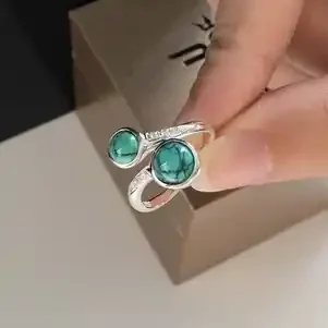 17mm turquoise Ring handmade customizable Ring, silver ring Gift For Her(mg
