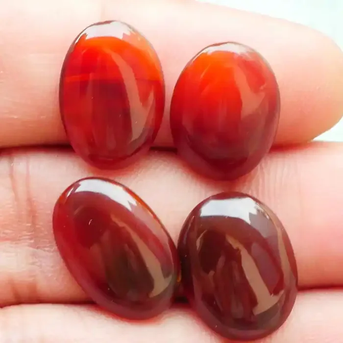 18.35 CRT 4 PCS NATURAL INDONESIAN PARCEL CABS CARNELIAN CHALCEDONY-J14-