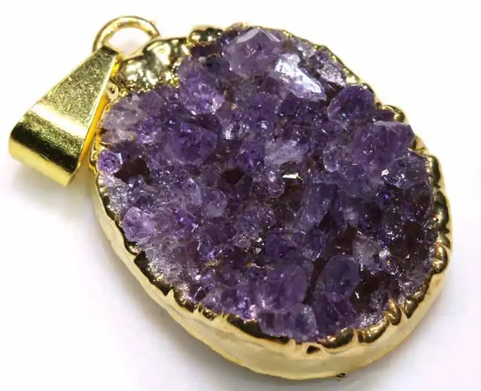 18.35 CTS AMETHYST CRYSTAL GOLD PLATED PENDANT SG-3578