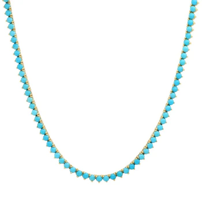 18 Inch 3-Prong Turquoise Tennis Necklace