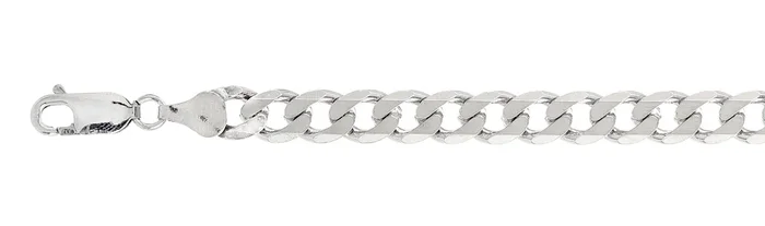 180-7MM Curb Chain .925 Solid Sterling Silver Sizes 8-32″ NEW