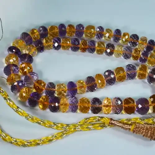 181Ct Natural Fancy Amethyst+Citrine Rondelle beads 42cm