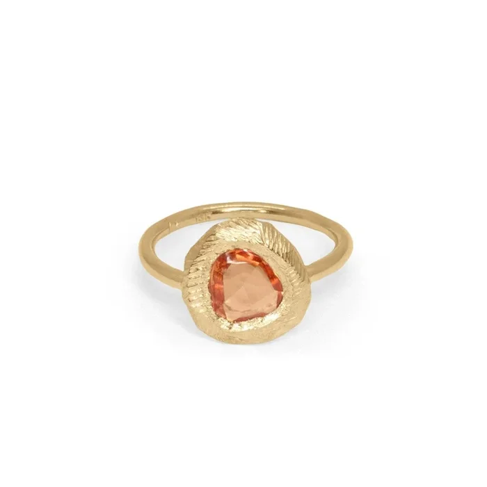 18K Freeform Small Solitaire Ring in Orange Sapphire