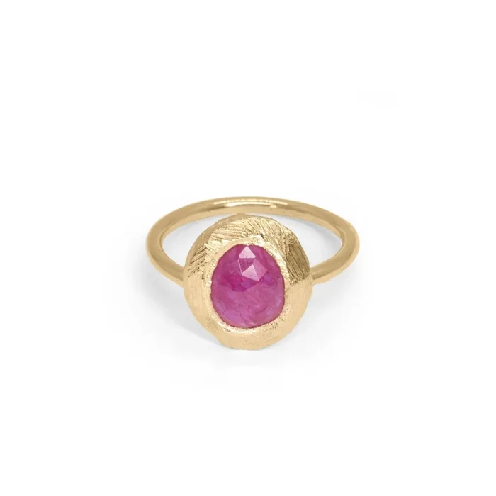 18K Freeform Small Solitaire Ring in Ruby