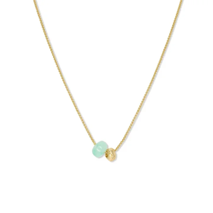18K Gemstone Dual Bead Necklace with Chrysoprase