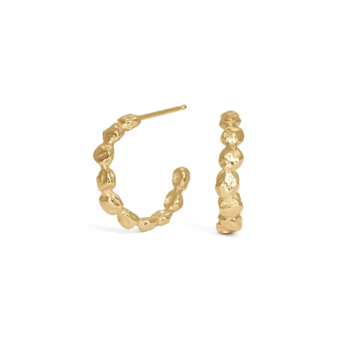 18K Gold Dot Hoops Medium