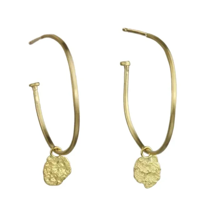 18k Gold Large Kelp Charm Hoops