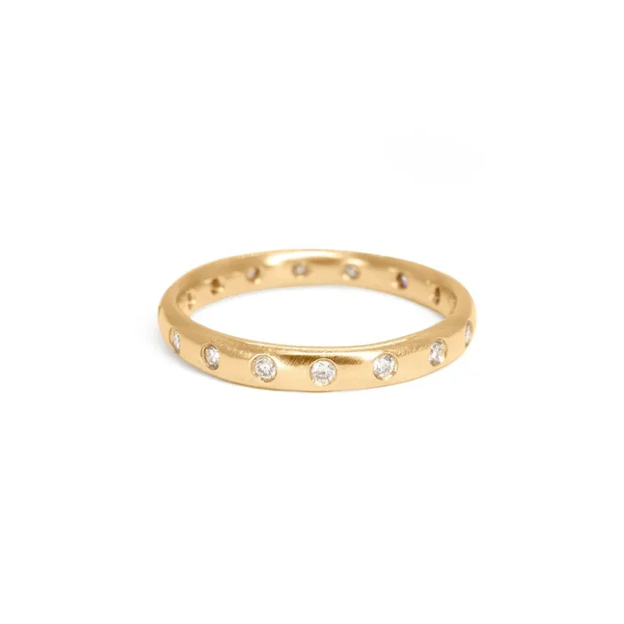 18K Smooth Diamond Wedding Band 3mm