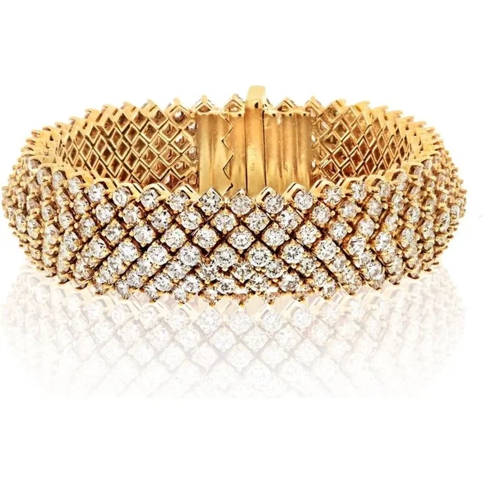 18K Yellow Gold 21 Carat Diamond Carpet Bracelet
