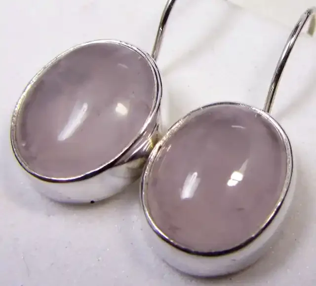 19 CTS ROSE QUARTZ SILVER SHEPPARD HOOK EARRINGS MYGM484