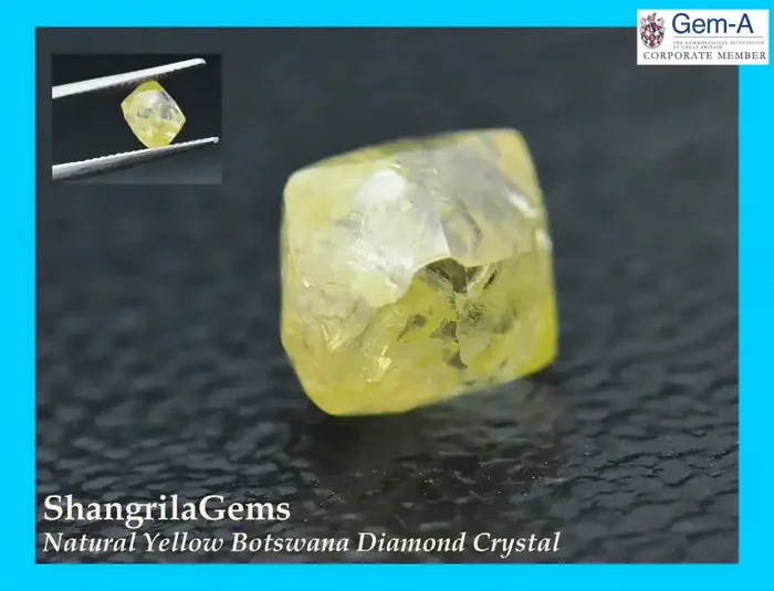 2.24ct 7.3mm Natural Yellow Diamond Crystal from Botswana 7.3 by 7.2 by 5.