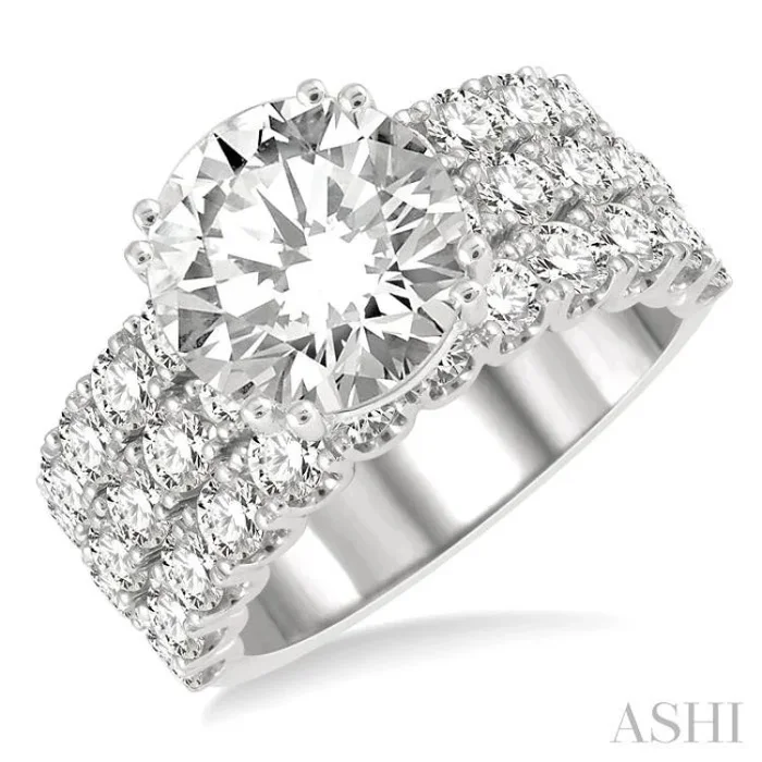 2 5/8 Ctw Triple Row Round Cut Diamond Semi-Mount Engagement Ring in 14K White Gold