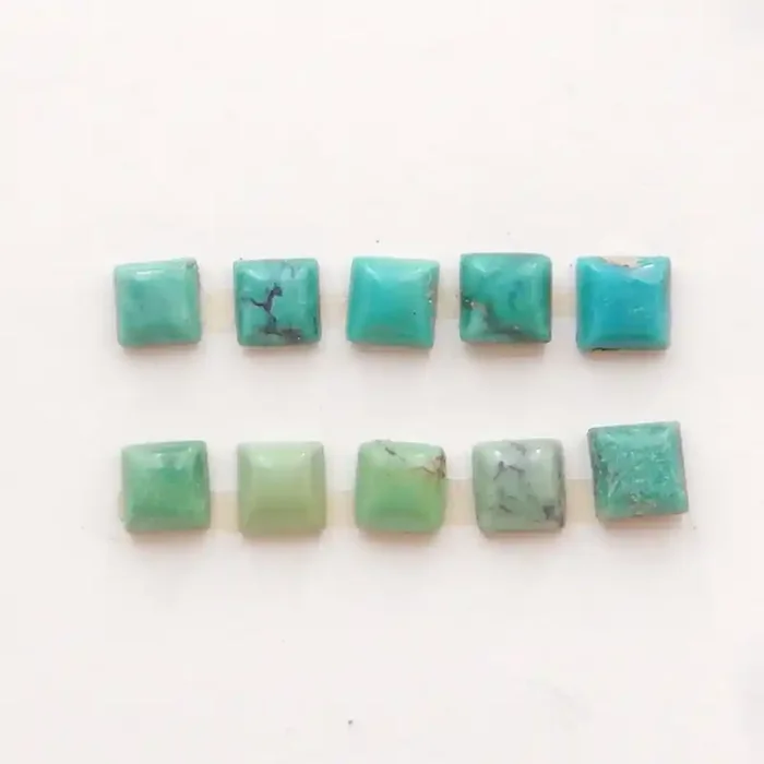 2.5cts Tiny Lucky Turquoise Square Cabochons ,Handmade Gemstone