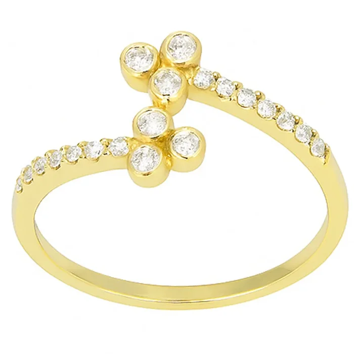 .20ct G SI 14kt Yellow Gold Bezel Set Round Diamond Flower Ring Size 6.5