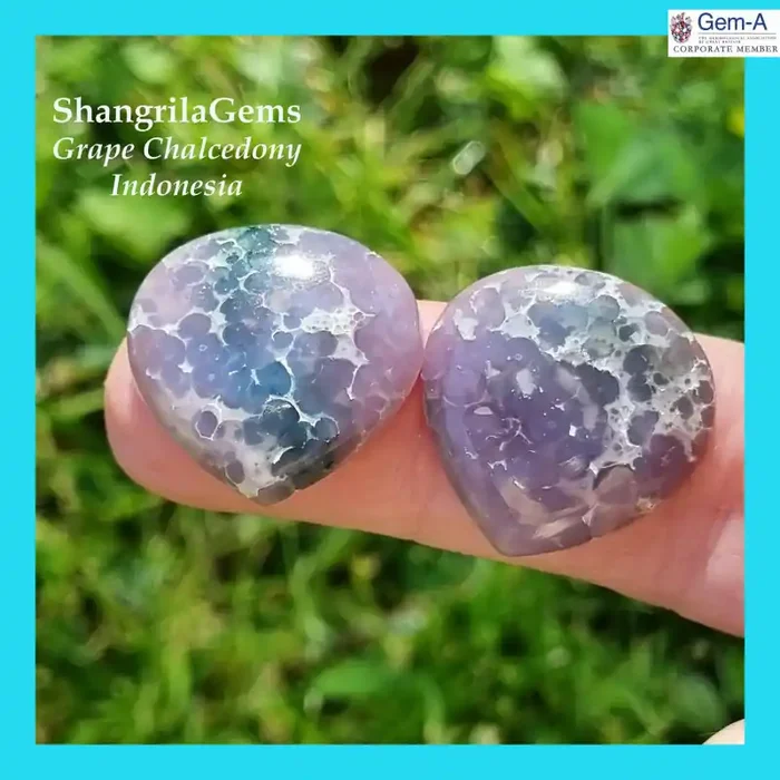 20mm pair drop pear shape Grape Chalcedony or Agate cabochon AAA quality