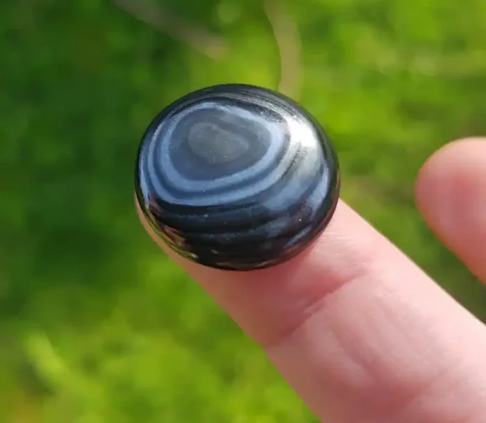 20mm round Black PSILOMELANE crown of silver with pyrolusite 16ct 20 by 20