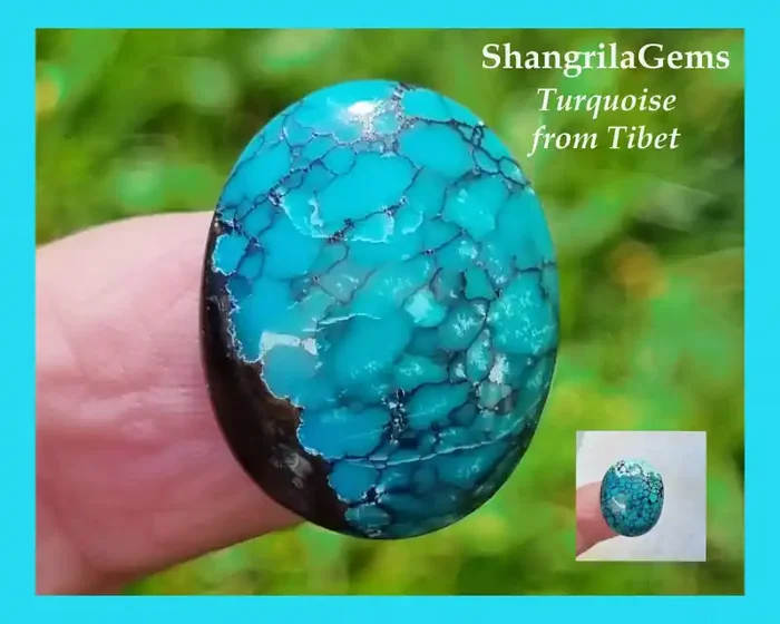 20mm Tibetan Turquoise oval cabochon untreated 11.5ct approx