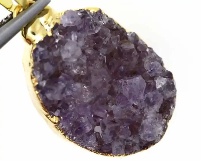 21.30 CTS AMETHYST CRYSTAL GOLD PLATED PENDANT SG-3095