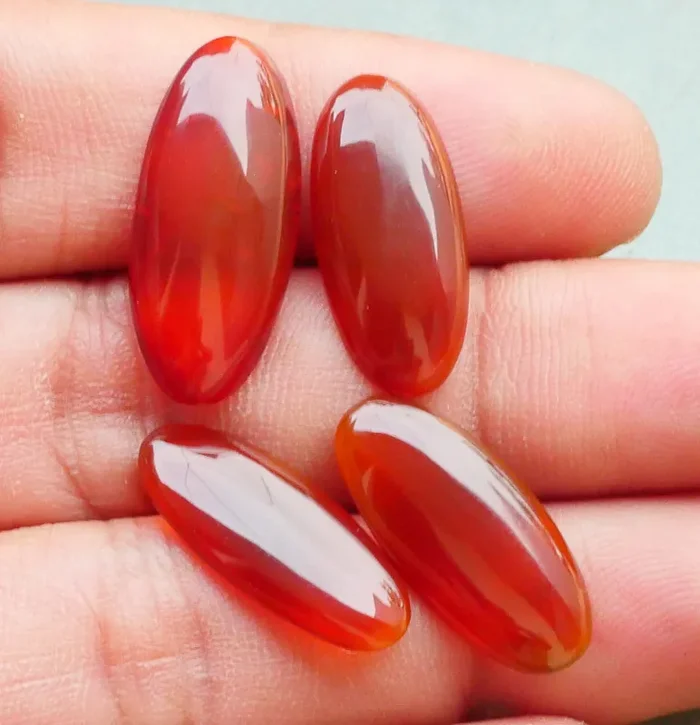 21.35 CRT 4PCS NATURAL INDONESIAN PARCEL CABS CARNELIAN CHALCEDONY-J16-