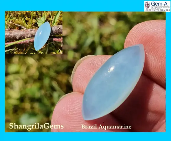 21mm 8.5ct Aquamarine cabochon square cushion deep sky blue