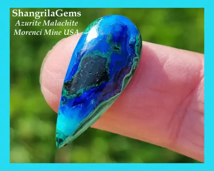22.5mm Azurite Malachite Chrysocolla drop pear blue turquoise green 8ct