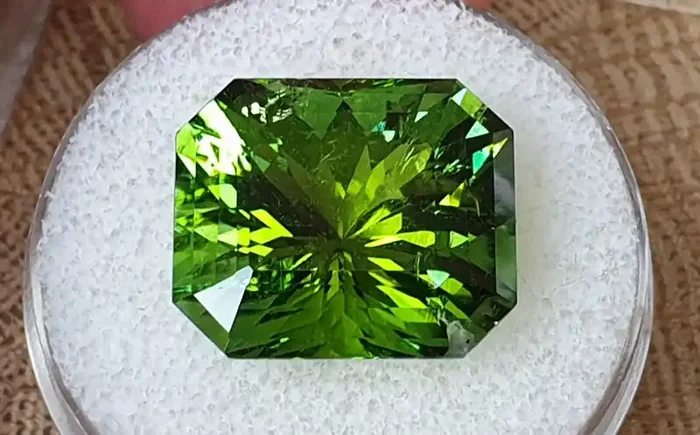 22,80ct Grass green Tourmaline – Designer cut!