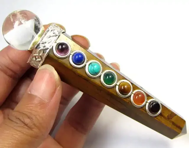224 CTS TIGER EYE SEVEN CHAKRA PENDULUM GG 359