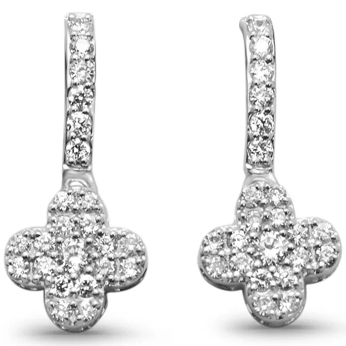 .22ct G SI 14K White Gold Diamond Flower Drop Earrings