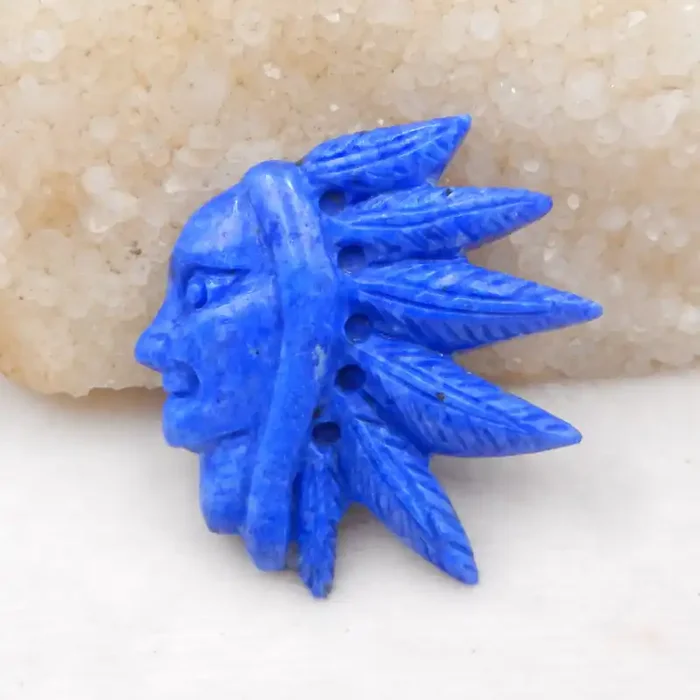 22cts Designer, Indian Carving ,LapisIndian Cabochon H380