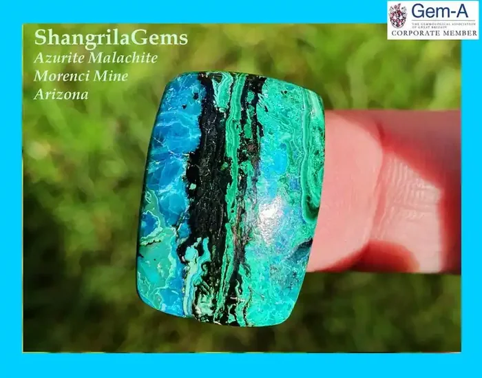 22mm Azurite Malachite cabochon cushion oblong from Morenci mine Arizona US