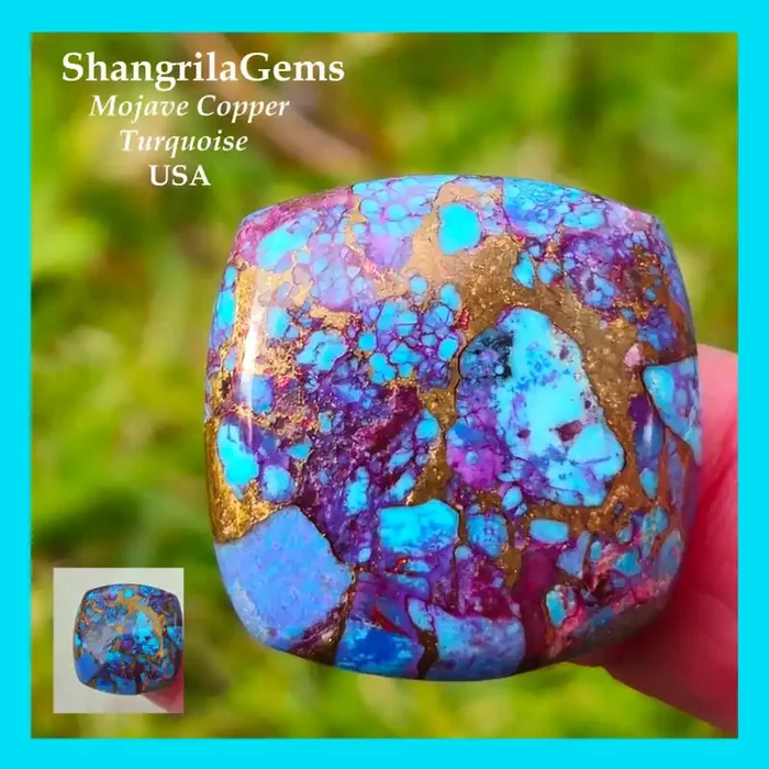 23.5mm Mojave Copper Bronze Turquoise purple cabochon cushion 32ct