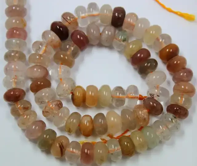 235 CTS 1 STRAND MIXED QUARTZ ROUND 8 MM STRAND 14.5 INCHS