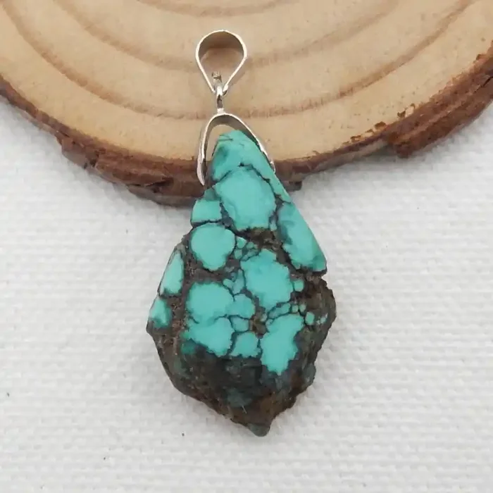 24.5cts 925 Silver Turquoise Pendant ,Natural Gemstone ,Turquoise Nugget G6