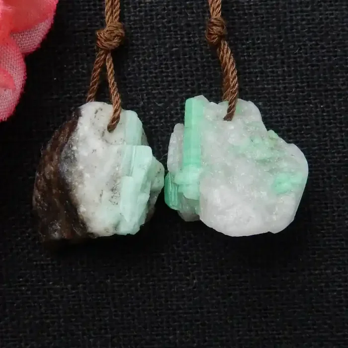 24.5ts Nugget Emerald Earrings gemstone earrings beads, stone for earrings