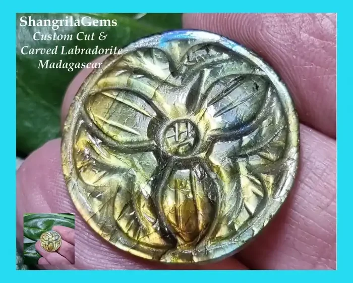 24mm Labradorite round Custom cut & Carved cabochon 24 by 5.25mm