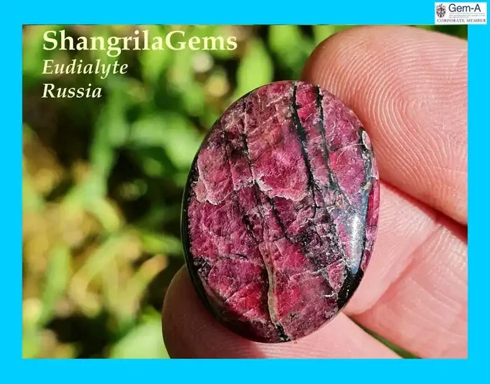 25mm 18.9ct cushion Eudialyte ruby red cabochon