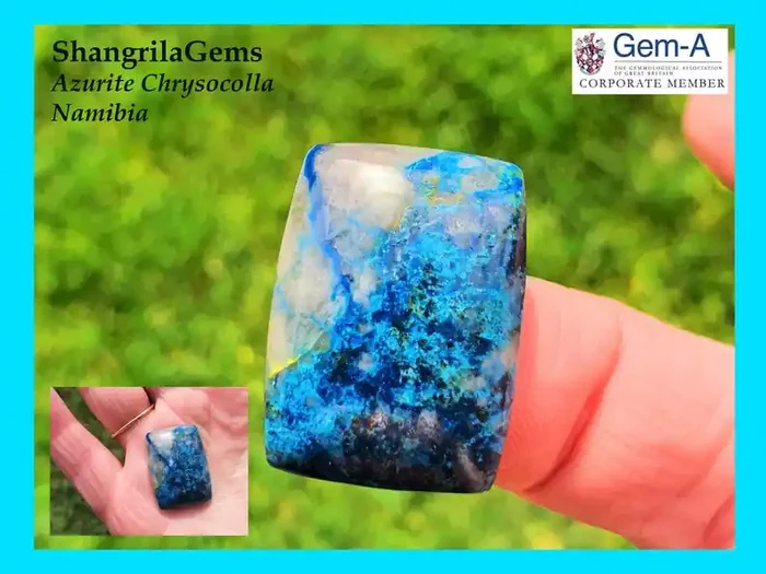 25mm 30ct Azurite Chrysocolla quartz Namibia cushion oblong